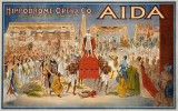 1908 poster for Giuseppe Verdi's Aida, performed by the Hippodrome Opera Company, apparently of Cleveland, Ohio.