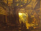 Hoffman's oil sketch of the final part of act 1 of Die Walküre: Siegmund embraces Sieglinde in Hunding's hall under a large tree.
Date: 1876.
Author: Josef Hoffmann.