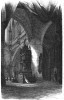 Margeurite praying in the cathedral (Act 4, scene 3) in the opera Faust by Gounod, set design by Charles-Antoine Cambon (possibly for the 1869 production at the Paris Opera).
Source: Bapst, Germain (1893). Essai sur l'histoire du théâtre, p. 553. Paris: Hachette. 